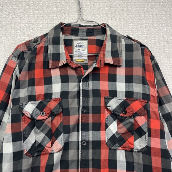 44mm Shirt Mens XL Black / Red Button Up Cotton Cowboy Legendary Work Western - Picture 5 of 14